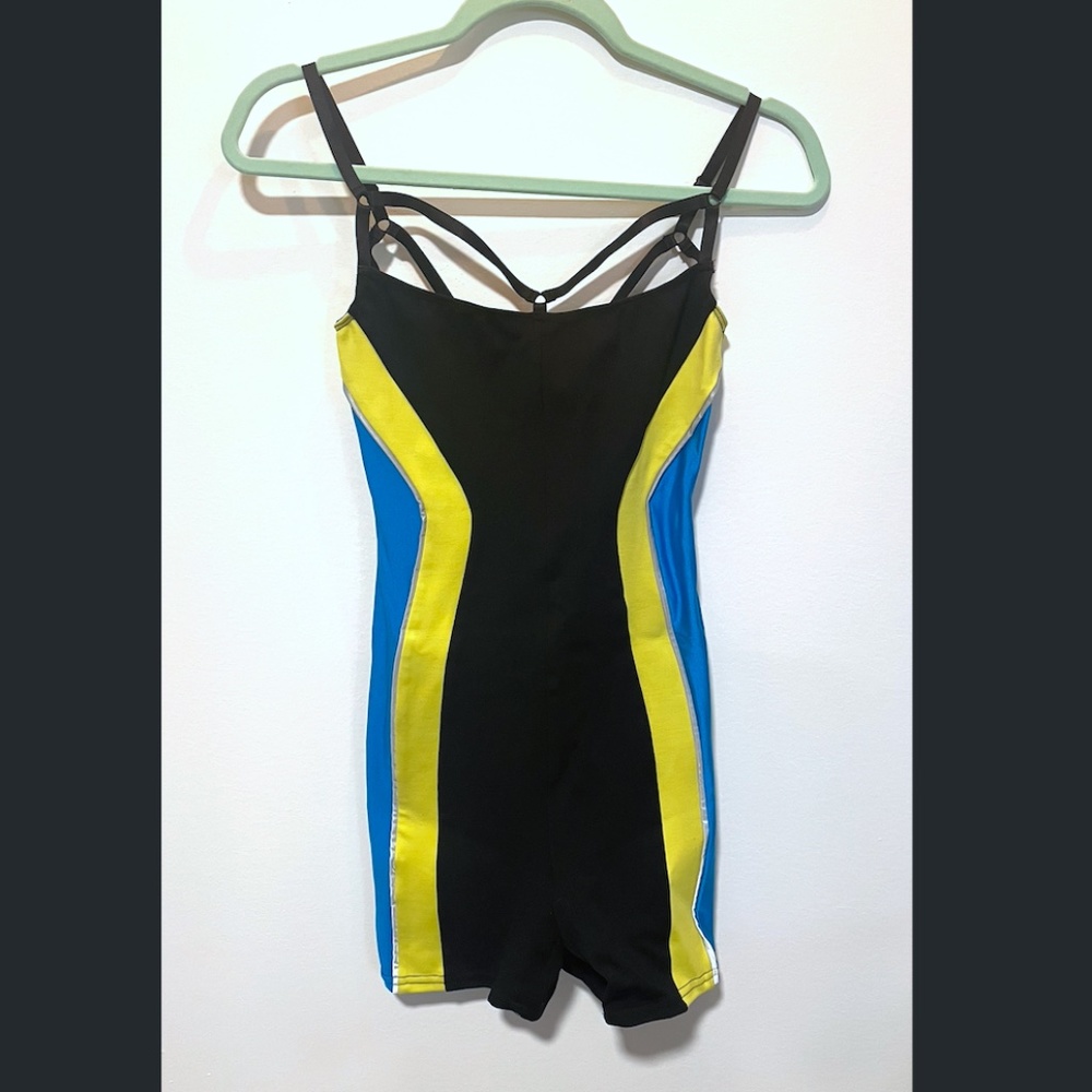 NEW Dolls Kill Poster Grl Bodysuit / Unitard size Small - black reflective